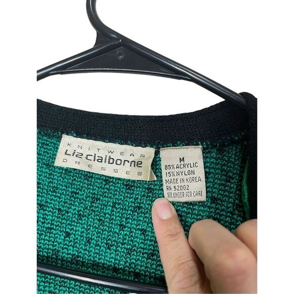 Vintage Liz Claiborne Green Polka Dot Cardigan Button Front Size M - Picture 7 of 8